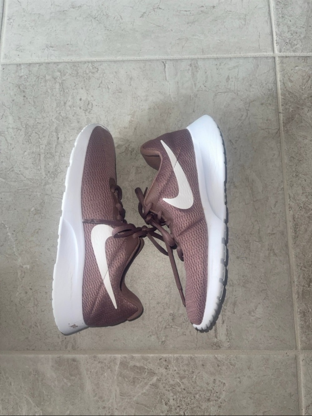 Nike Dusty Mauve Mesh Running Sneakers with White Swoosh